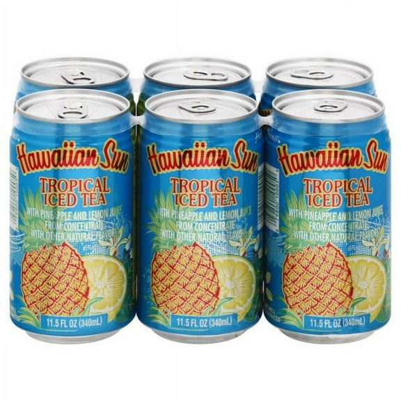 Hawaiian Sun Natural Pineapple and Lemon Flavored Tropical Ice Tea, 11.5 Fl. Oz.