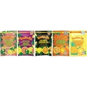 Hawaiian Sun Powder Drink Mix 5 Flavor Pack (Pineapple Orange Nectar, Pass O Guava, Lilikoi Passion, Passion Orange, Guava)