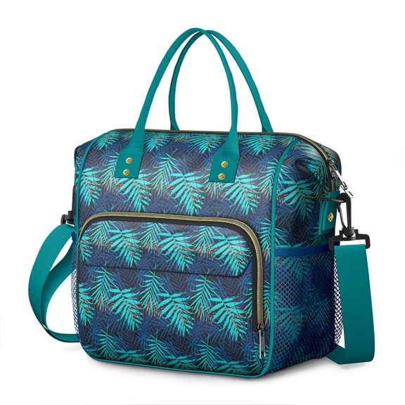Hawaiian Sunset Beach Reusable Lunch Tote – Insulated Waterproof Lunch Box with Tropical Palm Tree Print, Foldable Cooler Bag for Beach, Travel, Work