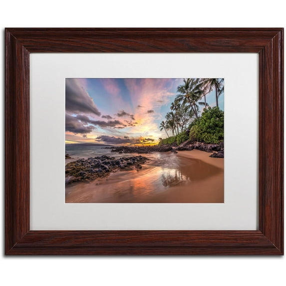 Hawaiian Sunset Wonder' Canvas Art by Pierre Leclerc, White Matte, Wood Frame