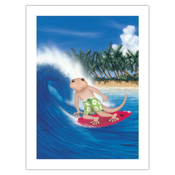 Hawaiian Surf Gecko - From an Original Color Painting by Peter Powell - Bamboo Fine Art 290gsm Paper Print (Unframed) 24x32in
