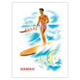 thumbnail image 1 of Hawaiian Surfer and Outrigger Canoe - Hawaii - Vintage Travel Poster by Frank Macintosh c.1940s - Fine Art Matte Paper Print (Unframed) 18x24in, 1 of 4