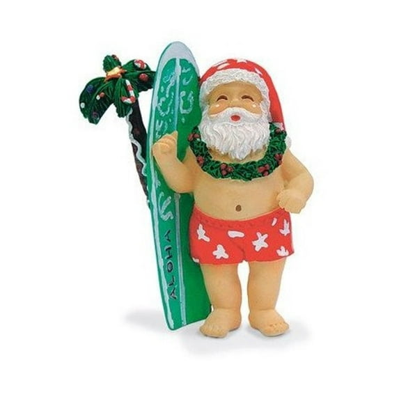 Hawaiian Surfing Santa & Surfboard Ornament