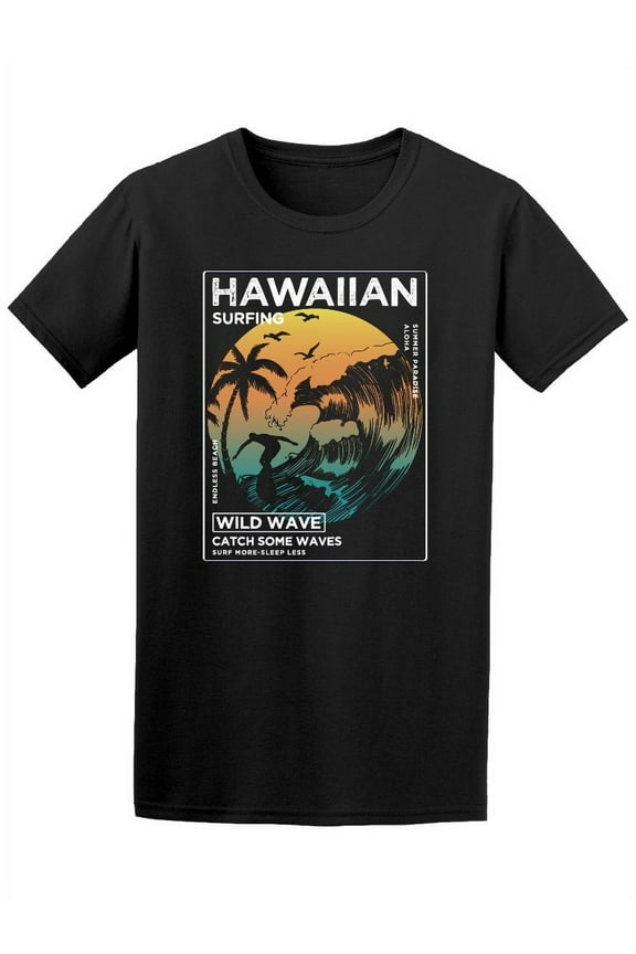 Hawaiian Surfing Wild Wave T-Shirt Men -Image by Shutterstock, Male 3X-Large