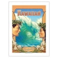 thumbnail image 1 of Hawaiian Surfriders - Hawaii Hula Dancers - Vintage Hawaiian Travel Poster by Kerne Erickson - Bamboo Fine Art 290gsm Paper Print (Unframed) 18x24in, 1 of 4