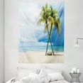 thumbnail image 1 of Hawaiian Tapestry, Cloudy Sky Boat in the Sea Palm Trees Sandy Beach Thailand Seascape Picture Print, Wall Hanging for Bedroom Living Room Dorm Decor, 60W X 80L Inches, Green Blue, by Ambesonne, 1 of 2