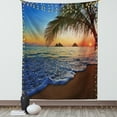 thumbnail image 1 of Hawaiian Tapestry, Pacific Sunrise at Lanikai Beach Hawaii Colorful Sky Wavy Ocean Surface Scene, Wall Hanging for Bedroom Living Room Dorm Decor, 40W X 60L Inches, Blue Brown, by Ambesonne, 1 of 5