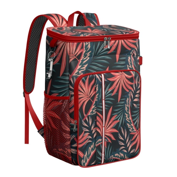 Hawaiian Themed Insulated Cooler Backpack - 20L, Leakproof & Durable for Beachgoers, Campers, Families