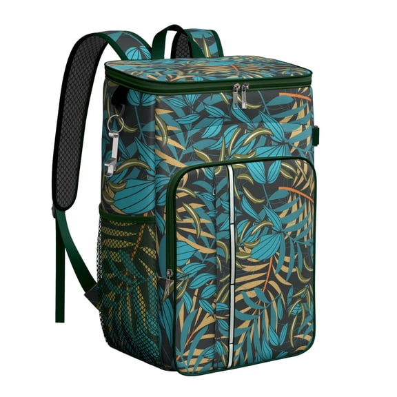 Hawaiian Themed Insulated Cooler Backpack - 20L, Leakproof & Durable for Beachgoers, Campers, Families