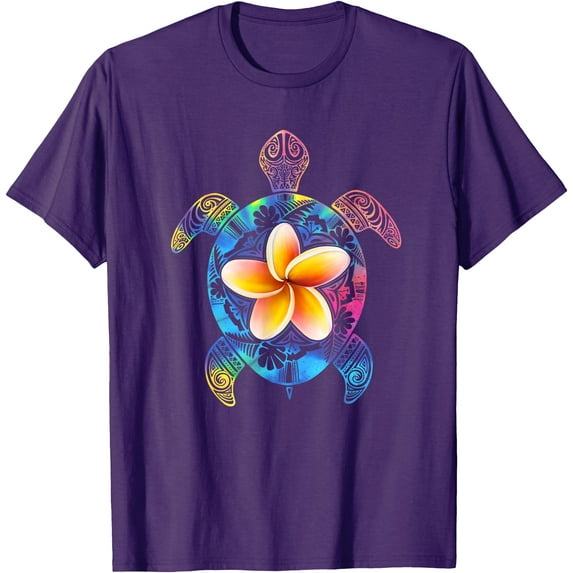 Hawaiian Tie Dye Sea Turtle Hawaii Unisex T-Shirt for Men Women Kids Toddler,Purple Color,Size YL