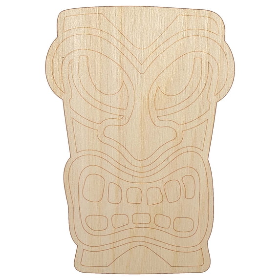 Hawaiian Tiki Head Wood Shape Unfinished Piece Cutout Craft DIY Projects - 4.70 Inch Size - 1/8 Inch Thick