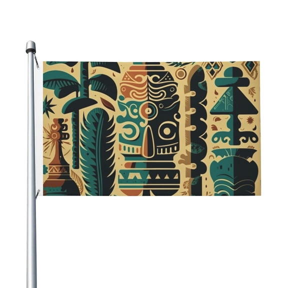 Hawaiian Tiki Retro Tribal Vintage Flag 3X5 Ft Garden Yard House Flags Banner Sign Outdoor Indoor Party Home Garden Decoration
