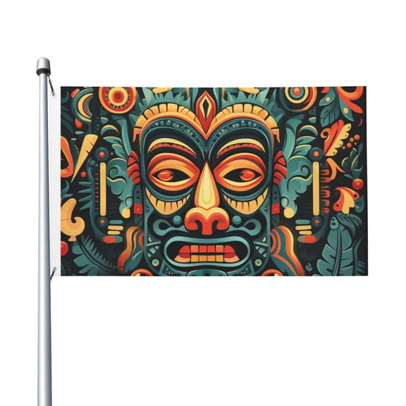 Hawaiian Tiki Tribal Retro Art Flag 3X5 Ft Garden Yard House Flags Banner Sign Outdoor Indoor Party Home Garden Decoration