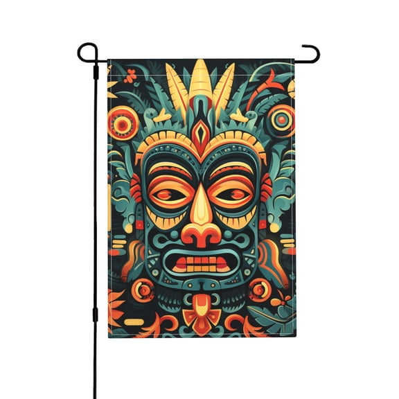 Hawaiian Tiki Tribal Retro Art Garden Flag Outdoor House Flags 12 X 18 Inch Banner Yard Home Decoration
