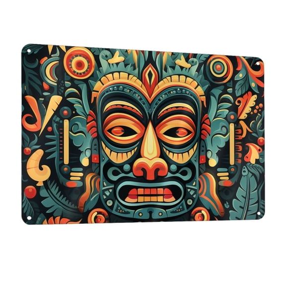 Hawaiian Tiki Tribal Retro Art Metal Tin Sign Wall Decor for Home Bars Restaurants Cafes Store Pubs Sign Gift 12 X 8 Inch