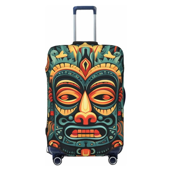 Hawaiian Tiki Tribal Retro Art Travel Luggage Cover Suitcase Protector Anti-Scratch Fit 22-24 Inch