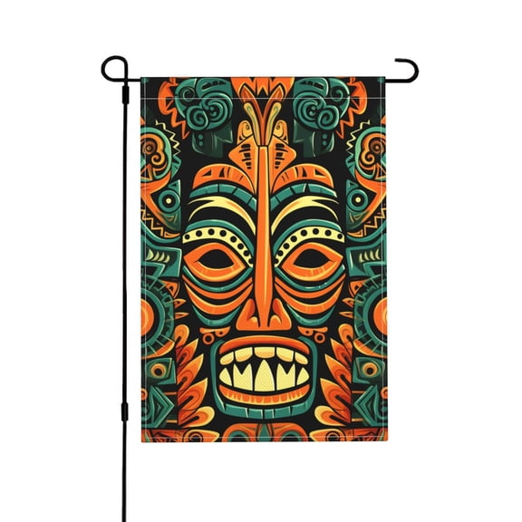 Hawaiian Tiki Tribal Retro Garden Flag Outdoor House Flags 12 X 18 Inch Banner Yard Home Decoration