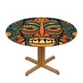 thumbnail image 1 of Hawaiian Tiki Tribal Retro Round Fitted Tablecloth Elastic Edged Table Cloth Waterproof Table Cover 48in, 1 of 7