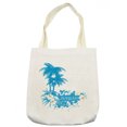 thumbnail image 1 of Hawaiian Tote Bag, Palm Trees Tropical Plants Flowers and Butterflies Silhouette Monochrome Artwork, Cloth Linen Reusable Bag for Shopping Books Beach and More, 16.5" X 14", Cream, by Ambesonne, 1 of 2