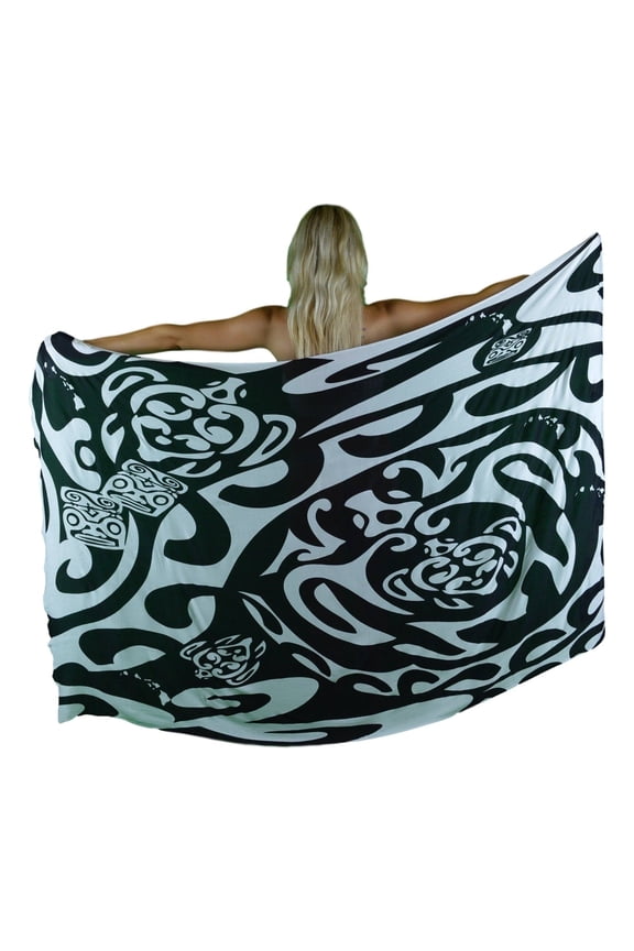 Hawaiian Tribal | Island Turtle | Black Sarong | Pareo