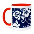thumbnail image 1 of 3dRose, Hawaiian Tribal Print, Blue and White, 15oz Two-Tone Red Mug, 1 of 7