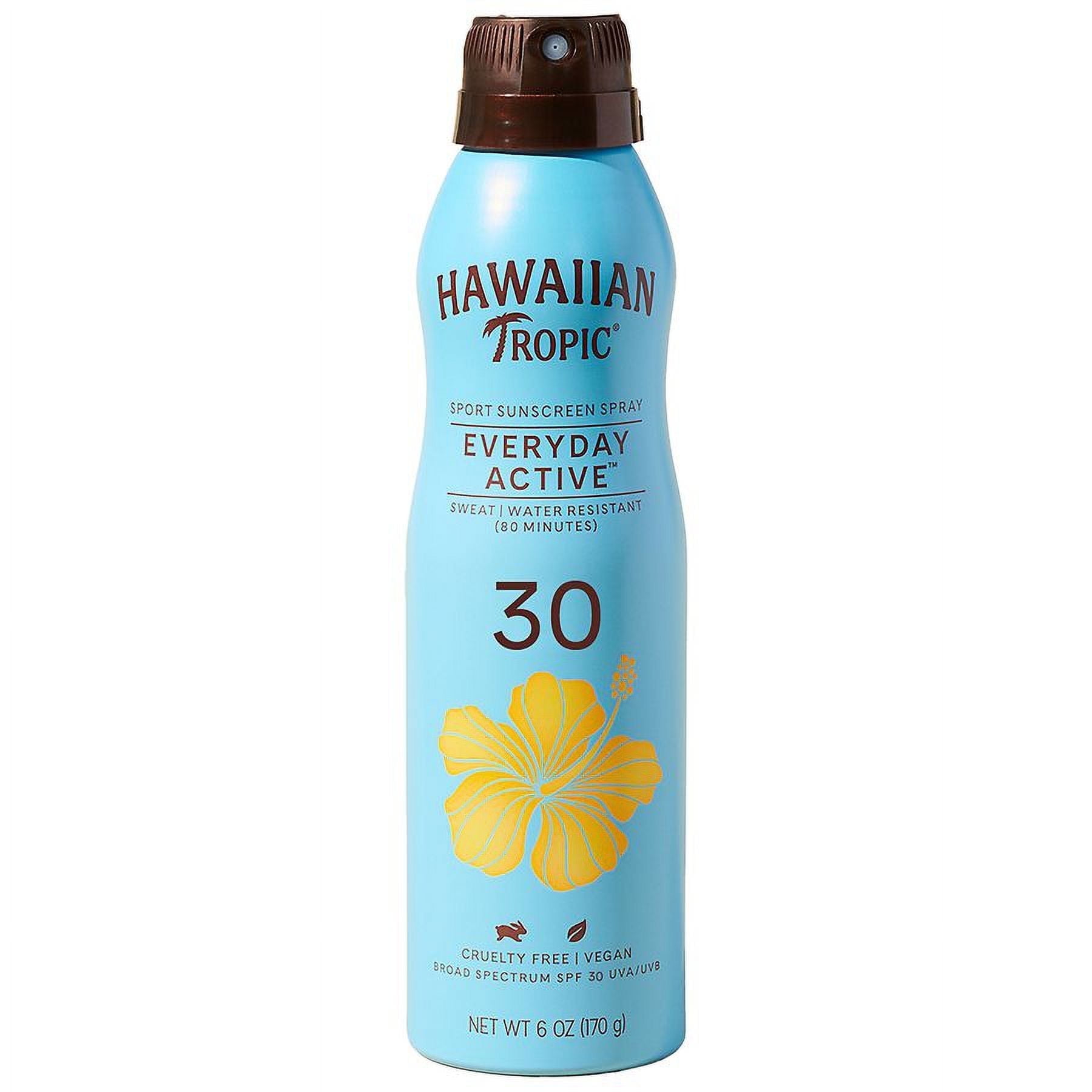 Hawaiian Tropic Clear Spray Sunscreen Broad Spectrum SPF 30 Light Tropical 6.0 oz Pack of 3
