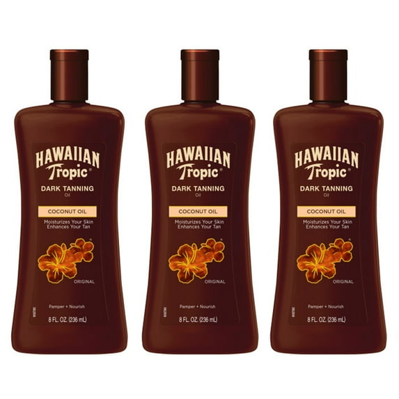 Hawaiian Tropic Dark Tanning Oil - 8 Ounces (Pack of 3)
