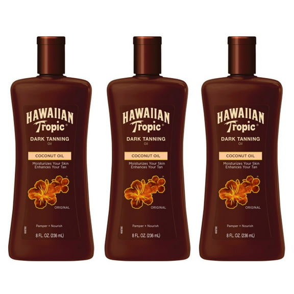 Hawaiian Tropic Dark Tanning Oil - 8 Ounces (Pack of 3)