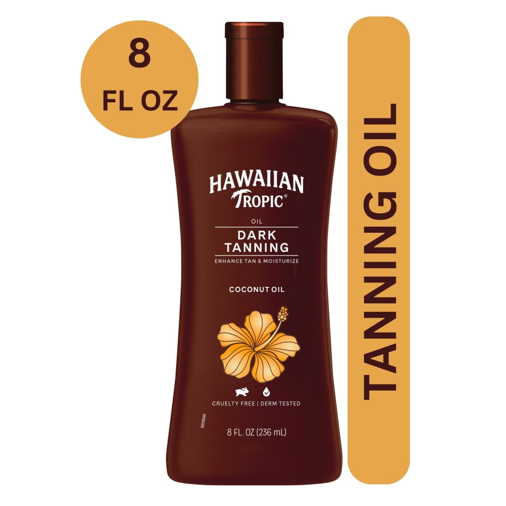 Hawaiian Tropic Dark Tanning Oil Iconic Tropical Scent With Coconut Oil Enhances Tan + Moisturizes, 8 fl oz (Package May Vary)