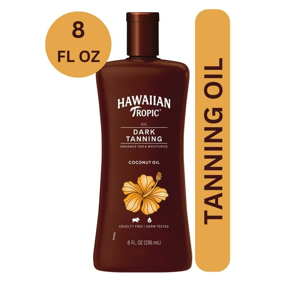 Hawaiian Tropic Dark Tanning Oil Iconic Tropical Scent With Coconut Oil Enhances Tan + Moisturizes, 8 fl oz (Package May Vary)
