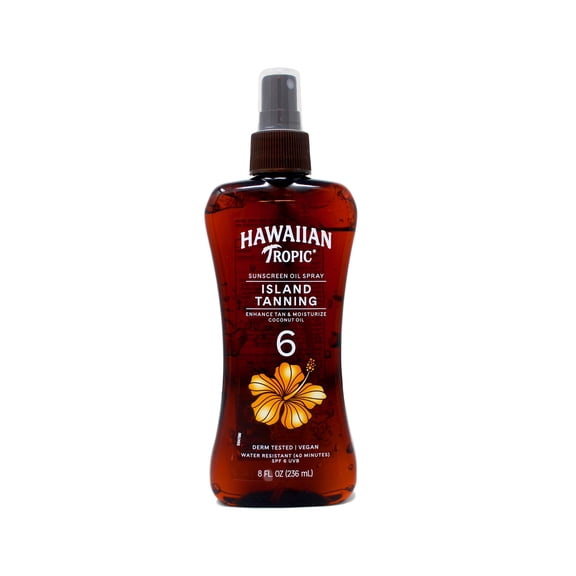 Hawaiian Tropic Island Tanning Sunscreen Oil Spray, SPF 6, Moisturize Coconut Oil, 8 FL OZ