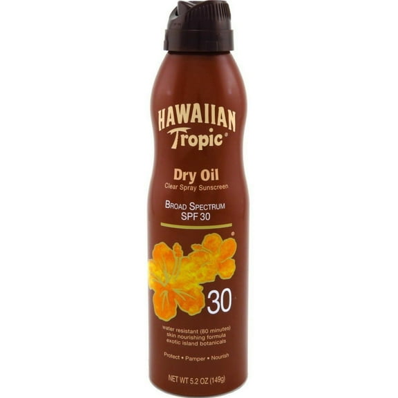 Hawaiian Tropic Dry Oil Clear Spray Sunscreen SPF 30 5.2 oz (Pack of 6)