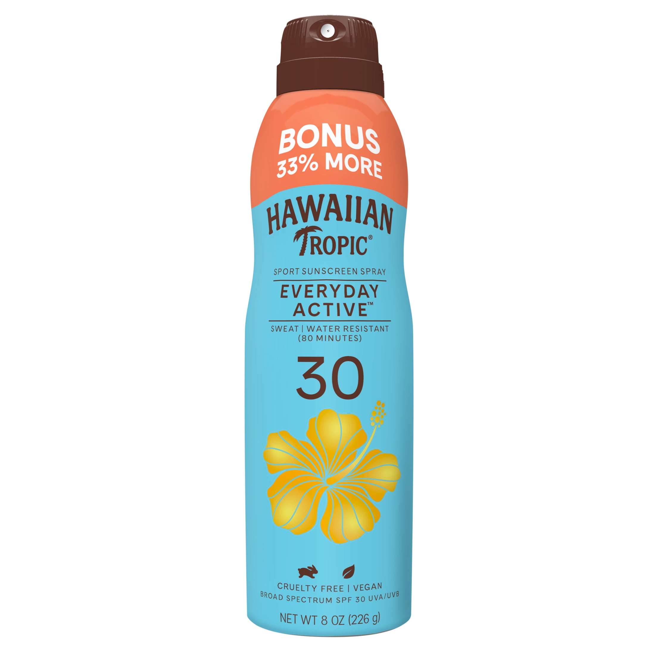 Hawaiian Tropic Everyday Active Clear Spray Sunscreen SPF 30, Bonus Size 8oz
