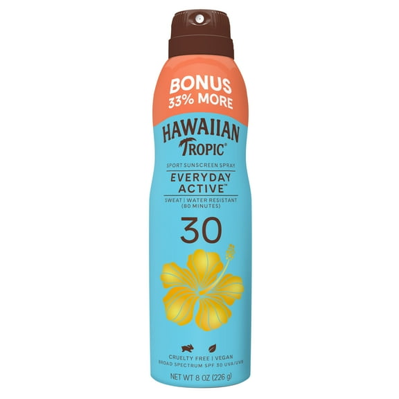 Hawaiian Tropic Everyday Active Clear Spray Sunscreen SPF 30, Bonus Size 8oz