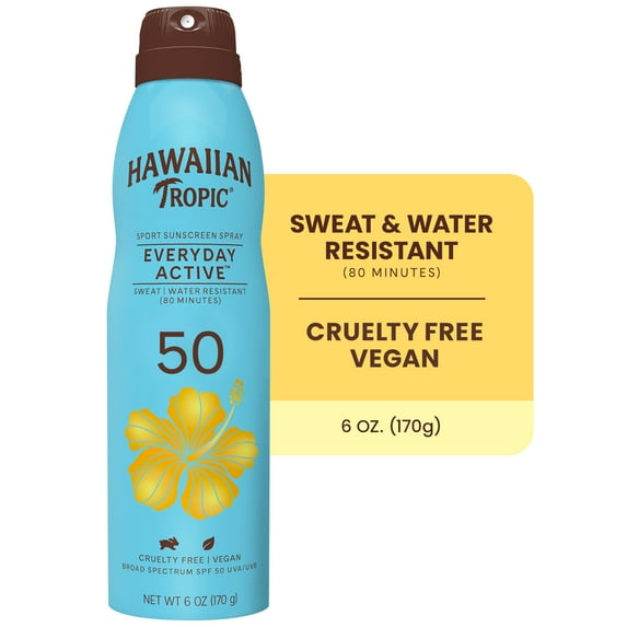 Hawaiian Tropic Everyday Active Clear Spray Sunscreen SPF 50, 6oz