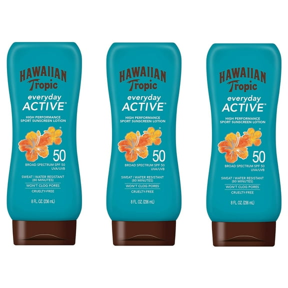 Hawaiian Tropic Everyday Active Island Sport Lotion - SPF 50; 8fl.oz - Pack of 3