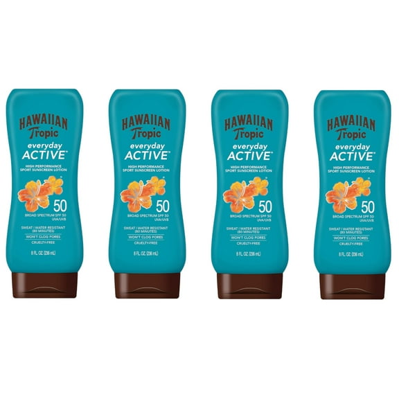 Hawaiian Tropic Everyday Active Island Sport Lotion - SPF 50; 8fl.oz - Pack of 4