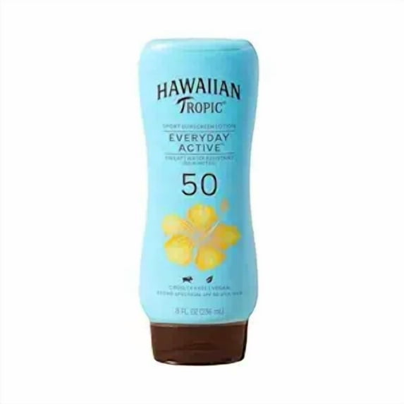 Hawaiian Tropic Everyday Active Lotion Sunscreen SPF 50, 8oz | Hawaiian Tropic Sunscreen SPF 50, Sunblock, Broad Spectrum Sunscreen, Oxybenzone Free Sunscreen, Water Resistant Sunscreen, 8oz
