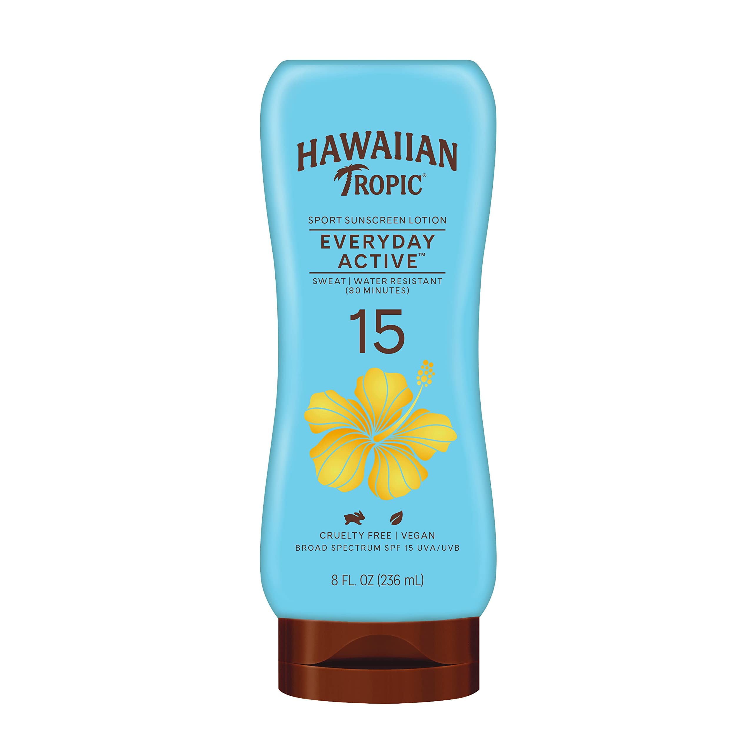 Hawaiian Tropic Everyday Active Lotion Sunscreen Spf 15, 8Oz | Hawaiian Tropic Sunscreen Spf 15, Sunblock, Broad Spectrum Sunscreen, Oxybenzone Free Sunscreen, Water Resistant Sunscreen Spf 15, 8Oz