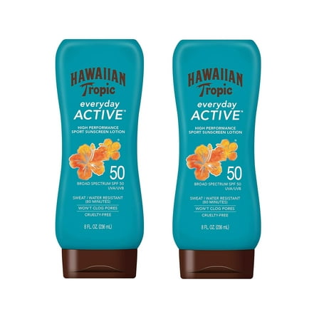 Hawaiian Tropic Everyday Active Sunscreen Lotion Spf 50, Water-Resistant, Broad Spectrum Uva/Uvb Protection, 8 Fl Oz (Pack Of 2) - Pack Of 1