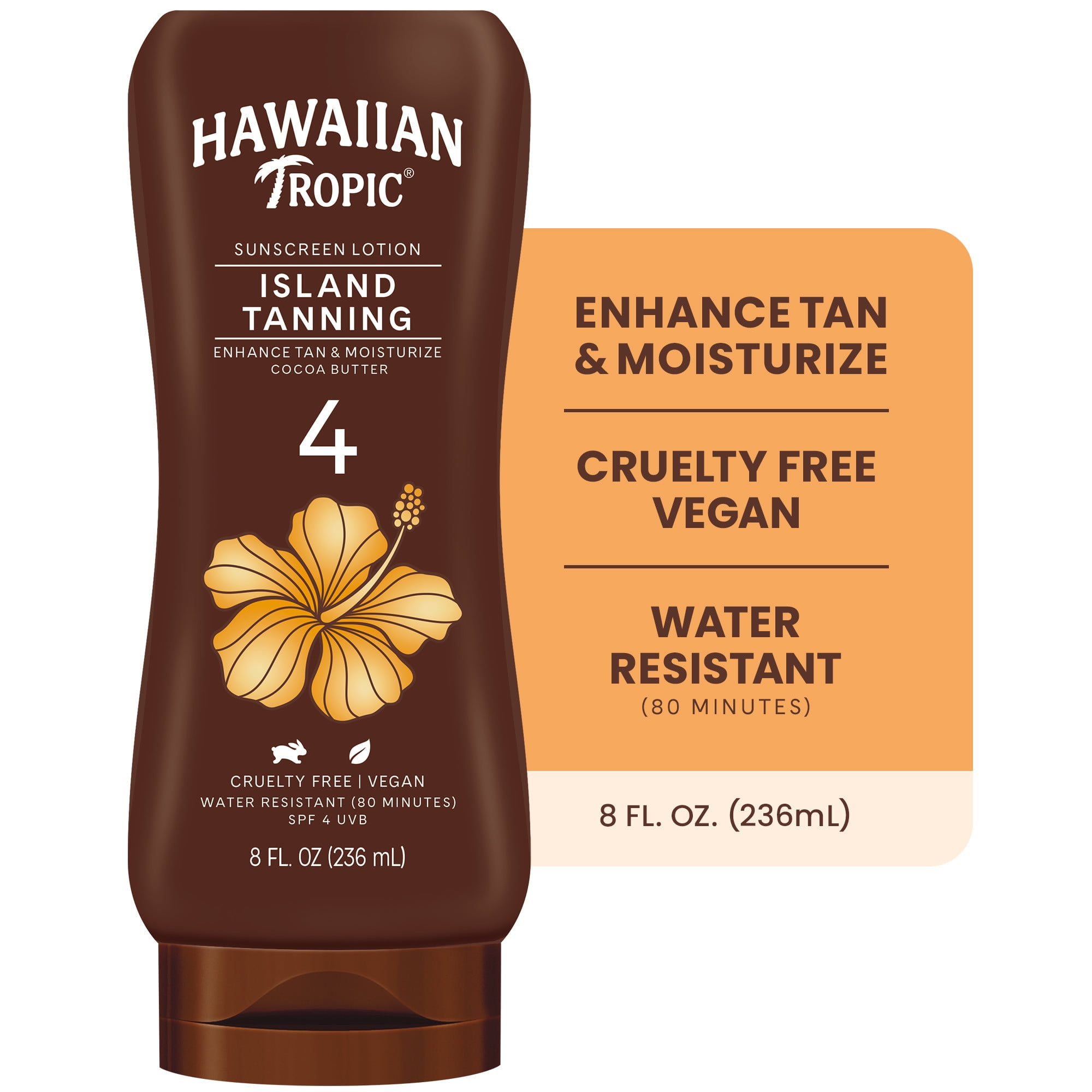 Hawaiian Tropic Island Tanning Lotion Sunscreen, 4 SPF, 8 fl Hawaiian Tropic Island Tanning Lotion Sunscreen, 4 SPF, 8 fl