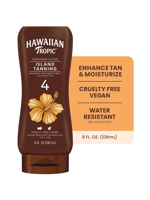 Island Tanning Lotion Sunscreen, 4 SPF, 8 Fl Oz, Adult & Teen Tanning Lotion