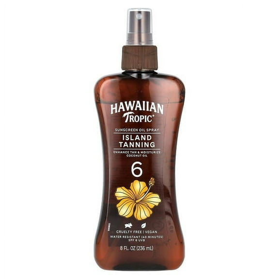 Hawaiian Tropic, Island Tanning, Sunscreen Oil Spray, SPF 6, 8 fl oz Pack of 4