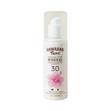 Hawaiian Tropic Mineral Skin Nourishing Milk Sunscreen SPF 30, 3.4oz Travel Size