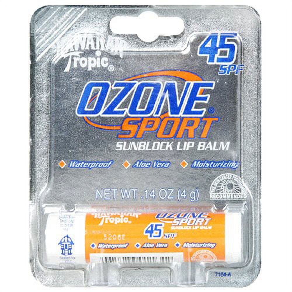 Hawaiian Tropic Ozone Sport Sunblock Lip Balm 45 SPF0.14 OZ (1 Pack