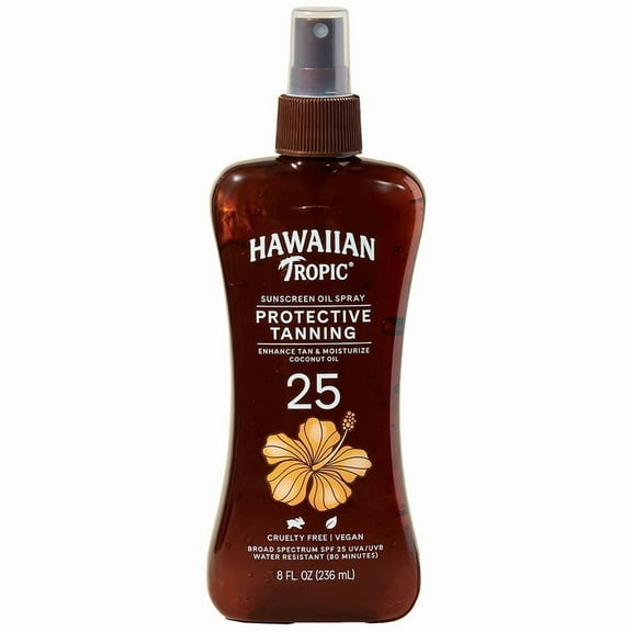 Hawaiian Tropic Protective Tanning Oil Spray Sunscreen SPF 25 8.0 fl oz Pack of 3