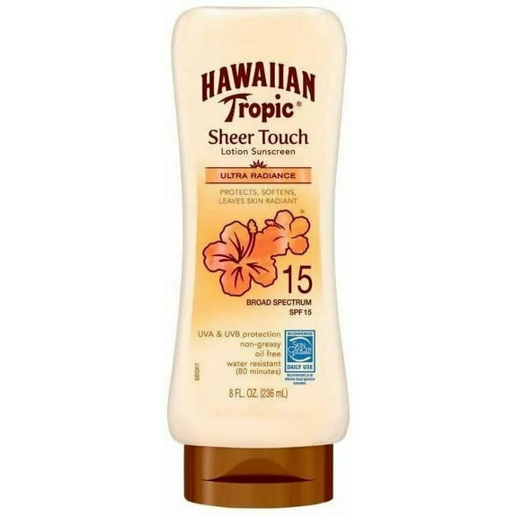 Hawaiian Tropic Sheer Lotion Sunscreen Ultra Radiance SPF 15 8 oz, 3-Pack