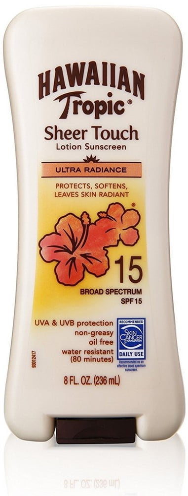 Hawaiian Tropic Sheer Touch Lotion Sunscreen, Ultra Radiance SPF 15, 8 oz (Pack of 4)