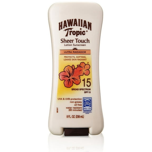 Hawaiian Tropic Sheer Touch Lotion Sunscreen, Ultra Radiance SPF 15, 8 oz (Pack of 4)