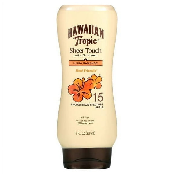 Hawaiian Tropic Sheer Touch Ultra Radiance Lotion Sunscreen Broad Spectrum SPF 15, 8.0 fl oz